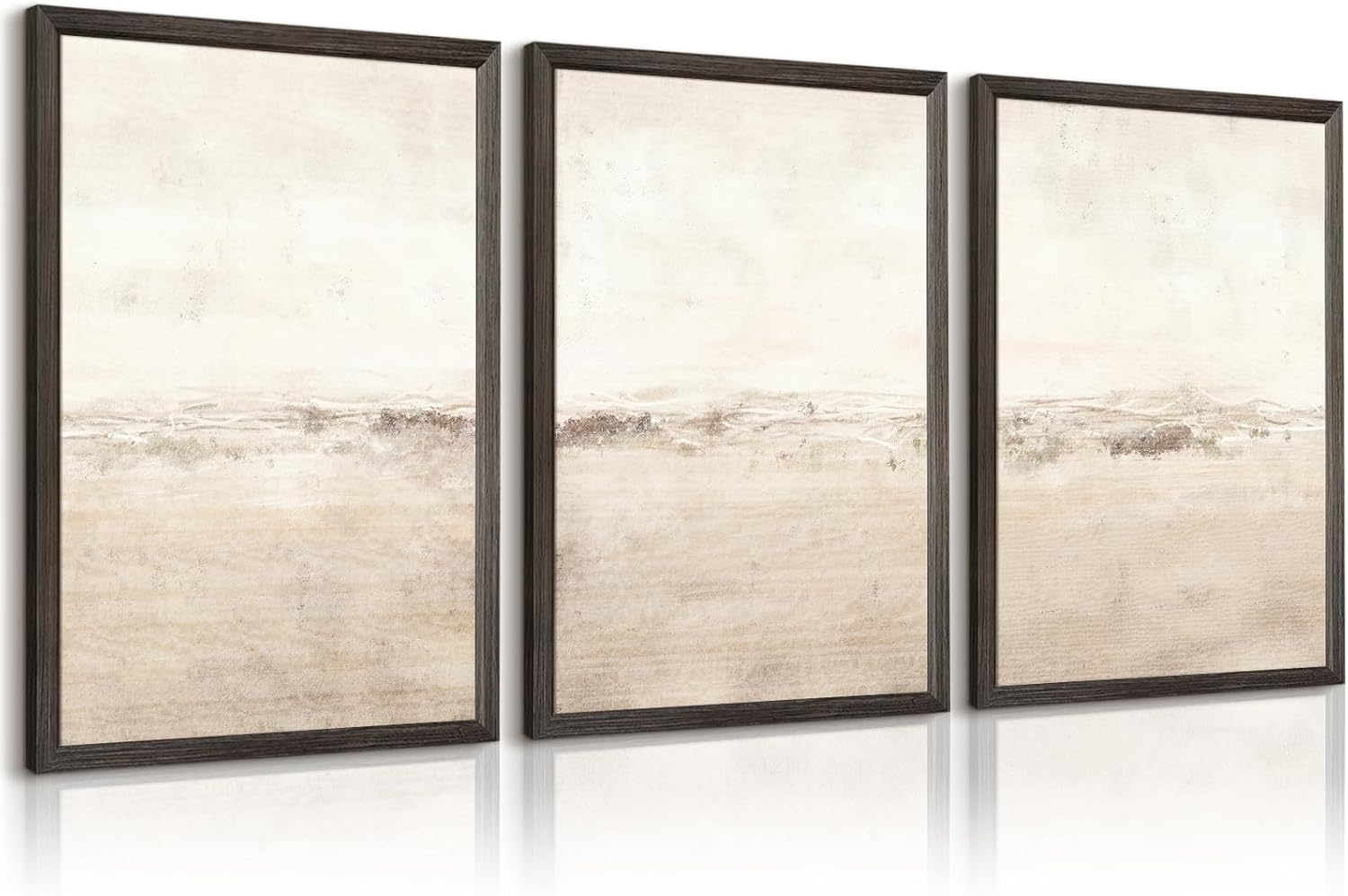 Beige Abstract Wall Art Set of 3 Neutral Canvas Wall Art Prints Boho Abstract Picture Modern Abstract Art Wall Decor Minimalist Artwork for Living Room Bedroom Decor 16X24 Inch Wood Framed