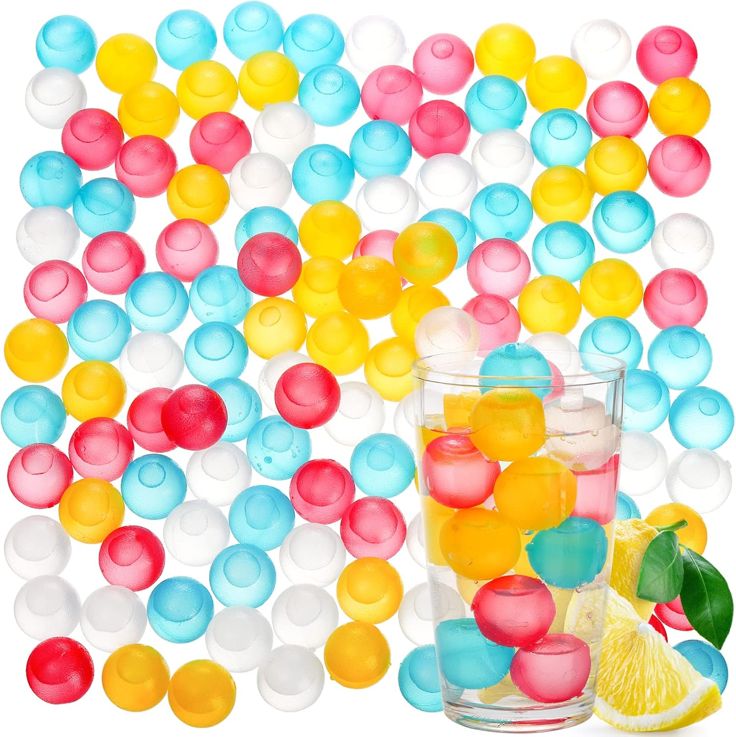 200 Pack Reusable Ice Cubes for Drinks, Colored Plastic, BPA Free