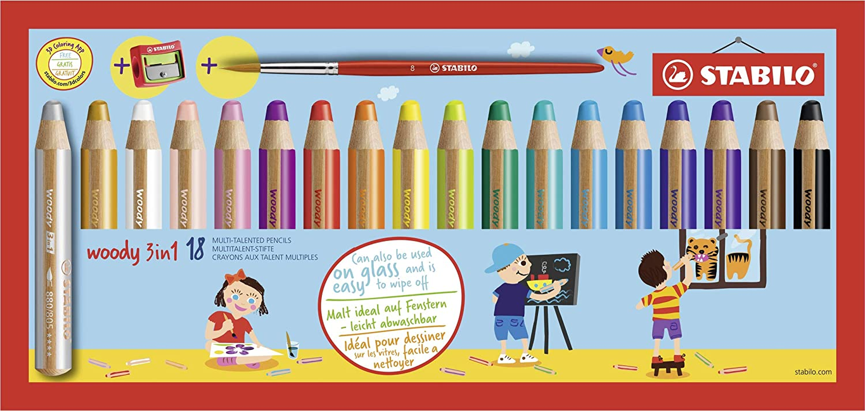 Multi-Talented Pencil STABILO Woody 3-In-1 Box Set of 18 Assorted Colours + S... - Picture 2 of 12