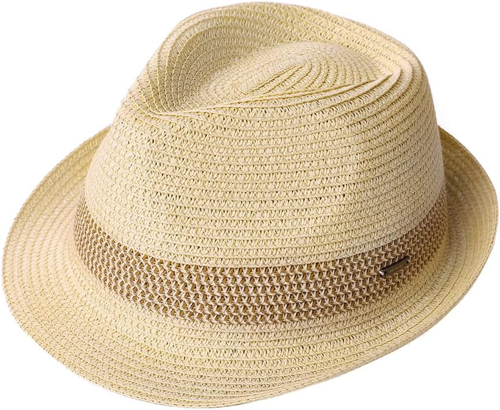 Sombrero fedora de paja para playa de verano cubano trilby para hombres 56-67cm