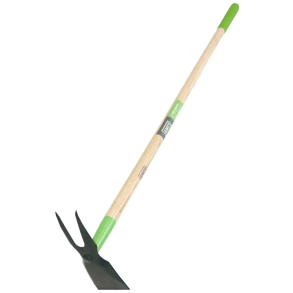 Ames Weeder Hoe 2-Prong Hardwood Handle with Cushion Grip Tempered Steel Blade