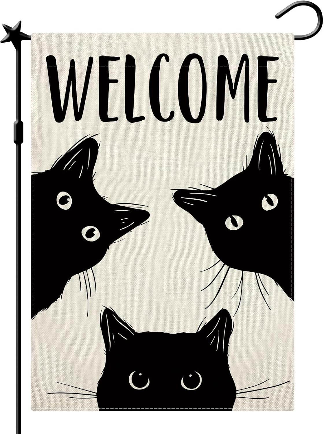 Black Cat Garden Flag Cat Flag Welcome Garden Flag Halloween Yard Flag Double