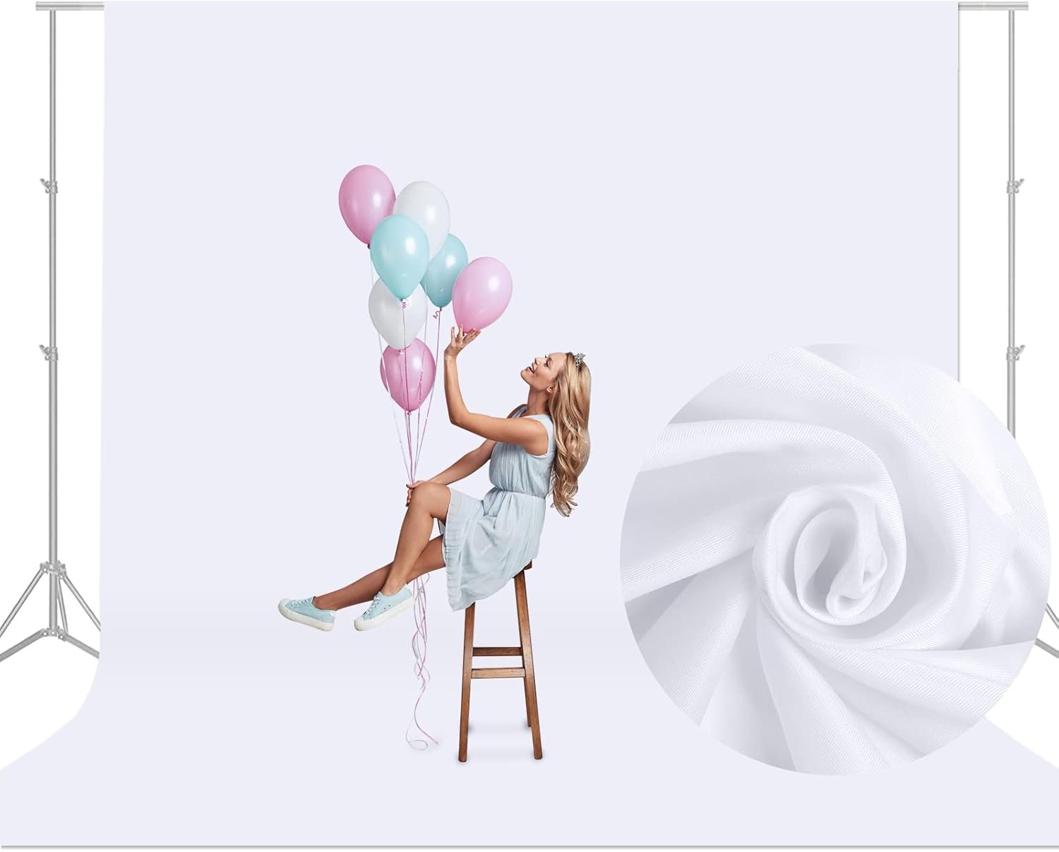 10X10 FT White Backdrop Background for Photography, Large Pure Photo Backdrop Curtain Drapes, High Density Screen Backdrops for Party Portrait Photoshoots Booth Video Studio