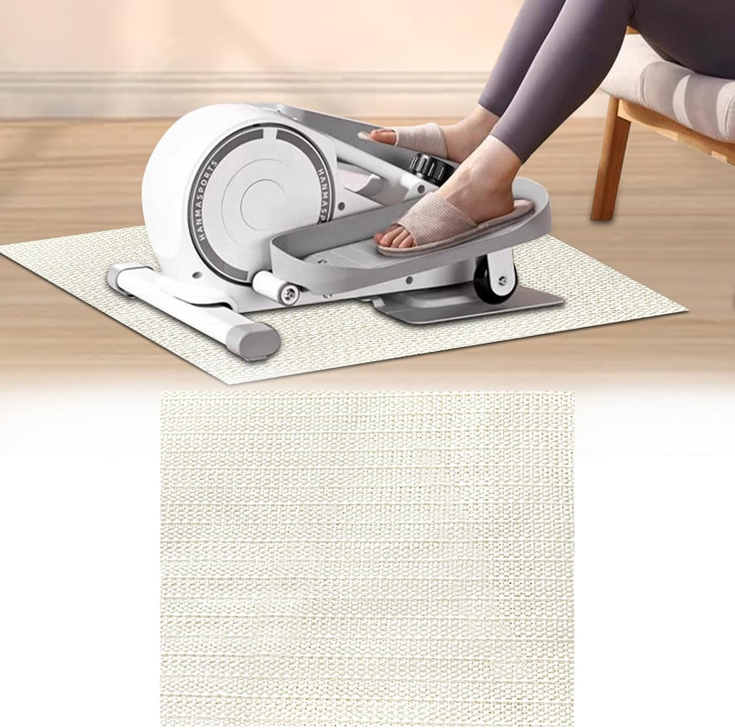 Non-Slip Mat for Ellipse Leg Exerciser Machine, Suitable for under Desk Elliptical Peddler Foot & Leg Pedal Exercixer for Seniors Fitness Home Sports Accessories, Enhanced Stability & Floor Protection