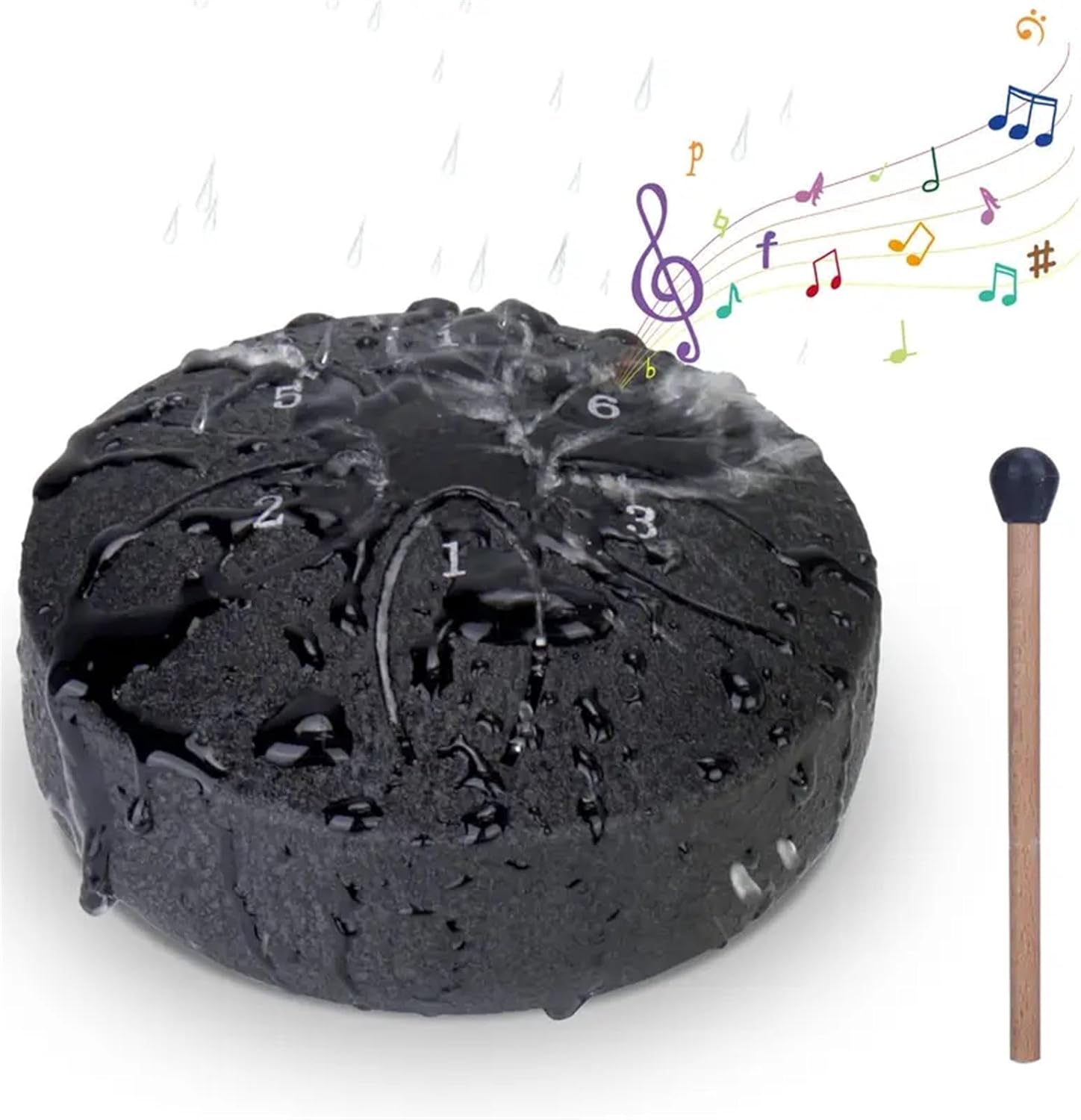 Regentrommel Für Garten,Chakra-Trommel,3 Zoll 6 Tone Steel Tongue Drum,Rain Drum Outdoor,Wasserdichte Trommel-Regenglocke,Chakra Drum Regen Steel Tongue Drum(Black)