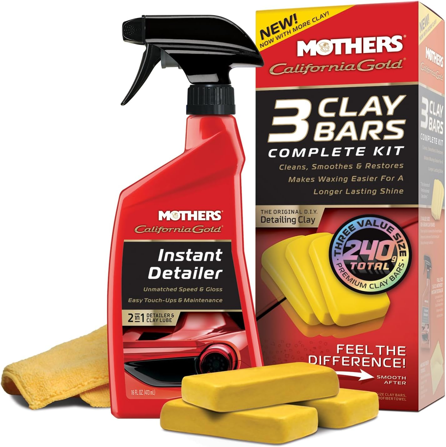 Mothers California Gold 3 Clay Bar Kit - Restores Paint Smoothness & Shine