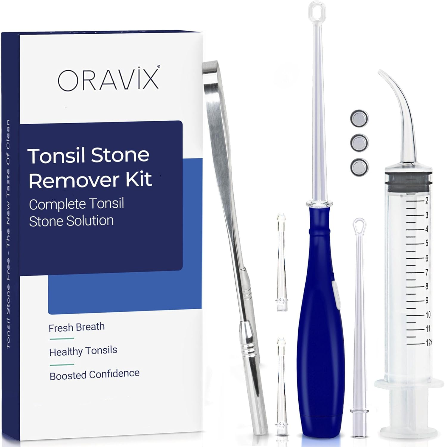 ORAVIX Tonsil Stone Remover - Tonsil Stone Removal Kit - Tonsillolith Remover Tool - Tonsil Cleaner - Fight Bad Breath - Tonsil Stone Removal Tool - Oral Irrigator - Tongue Scraper - 7 Pieces