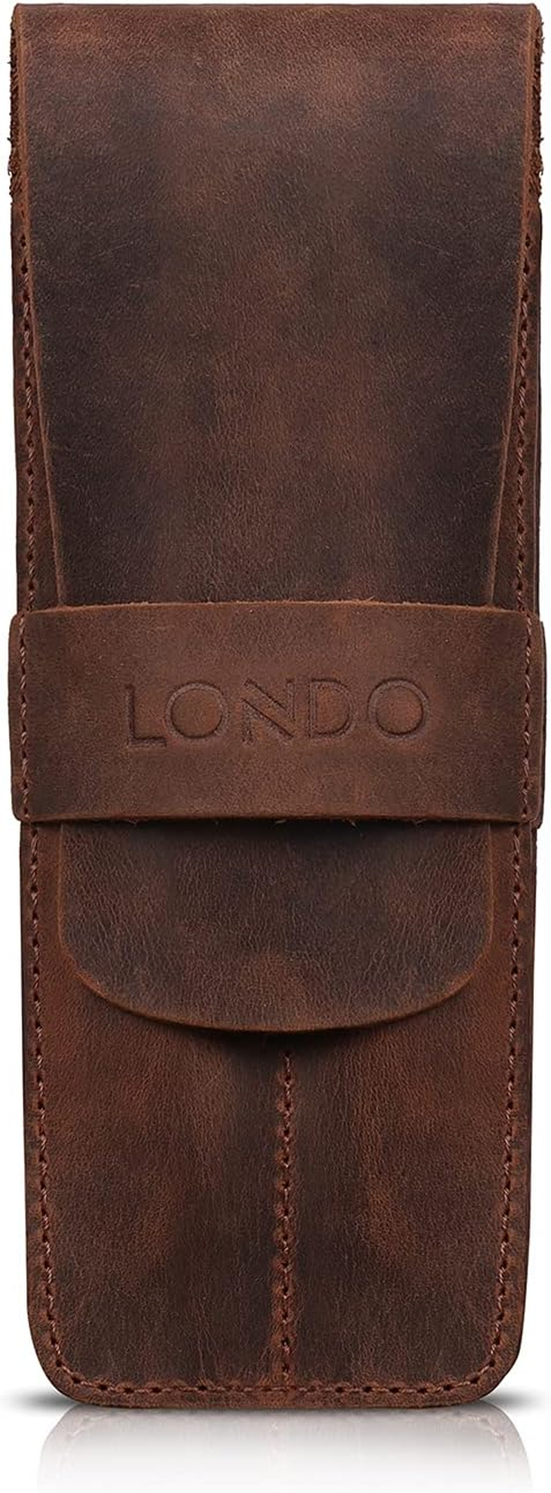 Londo Genuine Leather Pen and Pencil Case with Tuck in Flap, Stationery Bag - Two Compartment