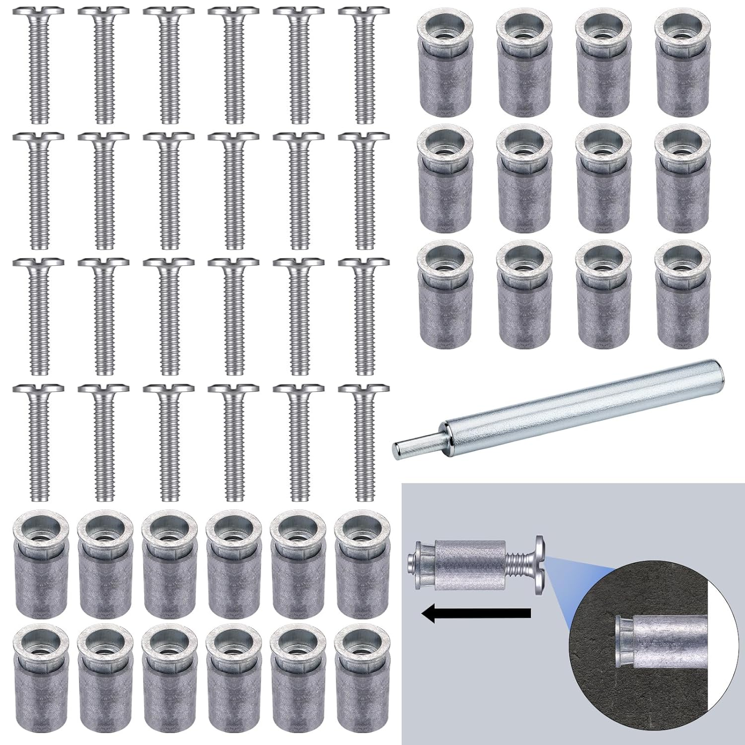 49 Piece Kit - Hurricane Shutter Hardware Hurricane Sidewalk Bolt Kit 18-8 Hardware Stainless Steel Bolt Combo with Masonry Anchors & Set Tool for Masonry Walls(1/4-20 X 1-1/4 Inch)