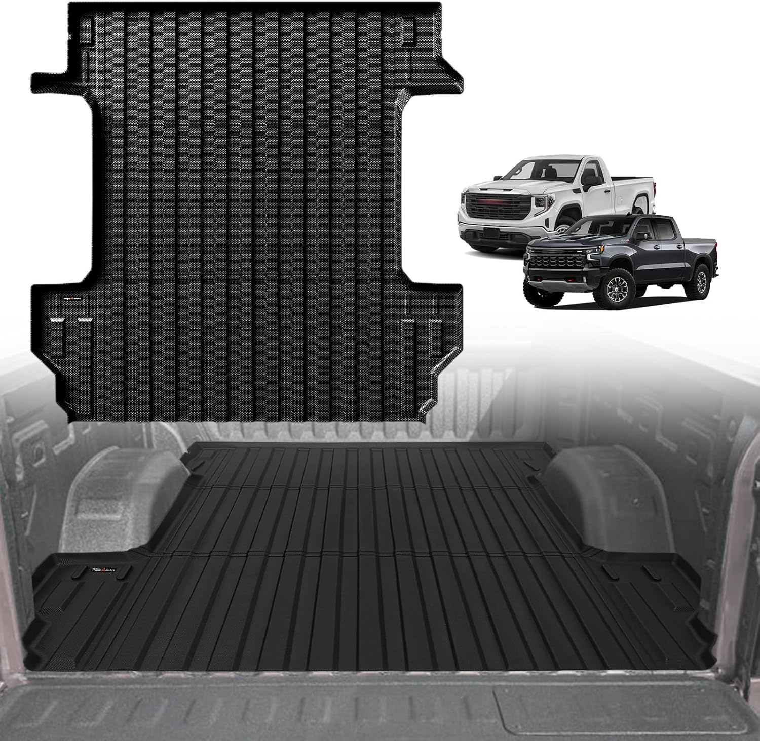 Truck Mat Compatible with 2019-2026 Chevy Silverado/Gmc Sierra 1500 5.8FT Accessories, Truck Bed Mat Heavy Duty Custom Fit All Weather Protection TPE Pickup Bed Liner