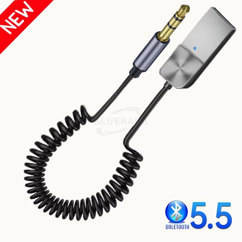 Wireless Bluetooth 5.4 Audio Receiver Dongle USB to 3.5Mm Aux Jack Car Audio Handsfree Kit for Car Receiver BT Transmit with Mic
