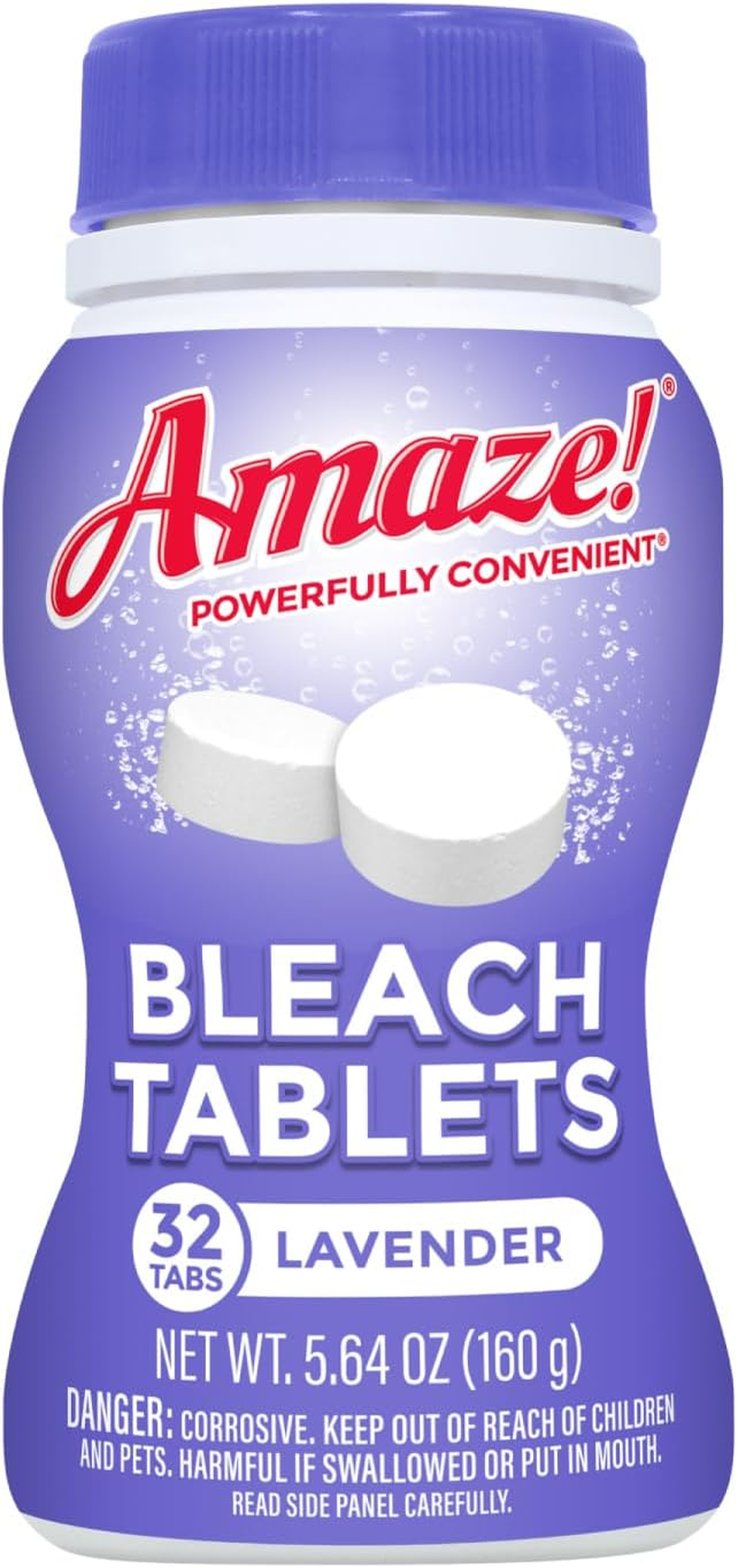 Ultra Concentrated Bleach Tablets [32 Tablets] - Lavender Scent - for Laundry, Toilet, and Multipurpose Home Cleaning. No Splash Liquid Bleach Alternative