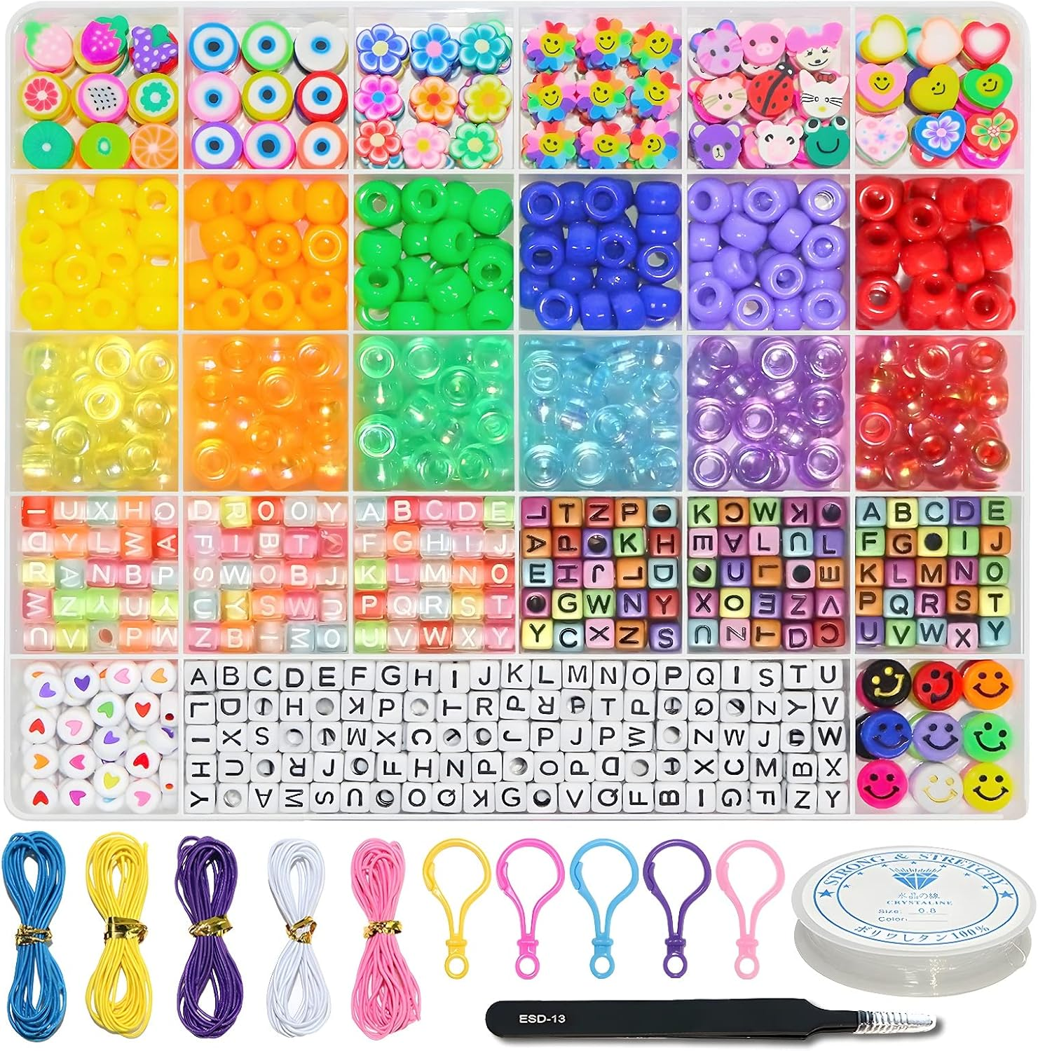LIS HEGENSA 1000 Pcs DIY Childrens Crafts Beads Friendship Bracelet Kit, with Pony Beads Letter Beads and Bracelet Making Kit, Colorful Charms, Used for Custom Necklace Bracelets and Jewelry Decor