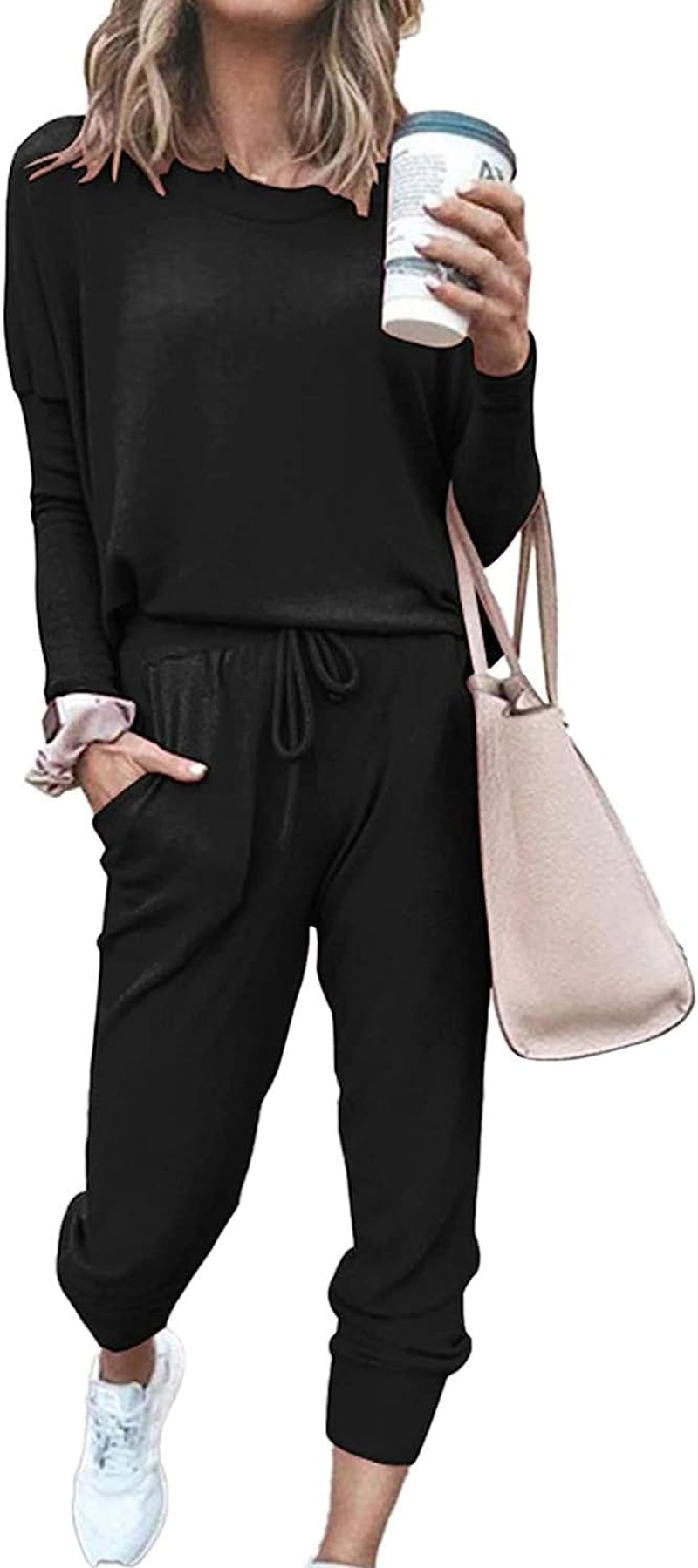 Women'S 2024 Fall Two Piece Outfit Long Sleeve Crewneck Pullover Tops and Long Pants Tracksuit