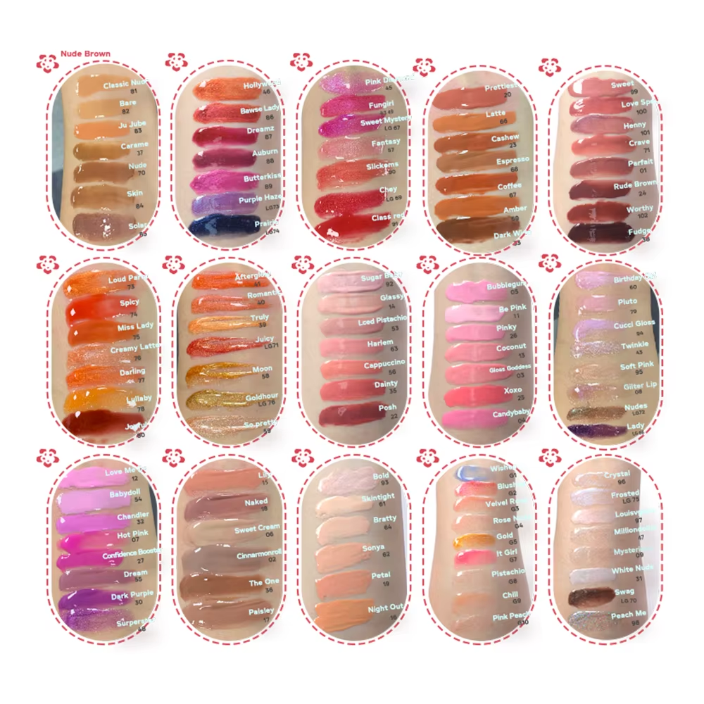 Wholesale 141 Colors Cosmetics Makeup Shiny Vegan Private Label Lipgloss Vendor Nude Glossy Lip Gloss