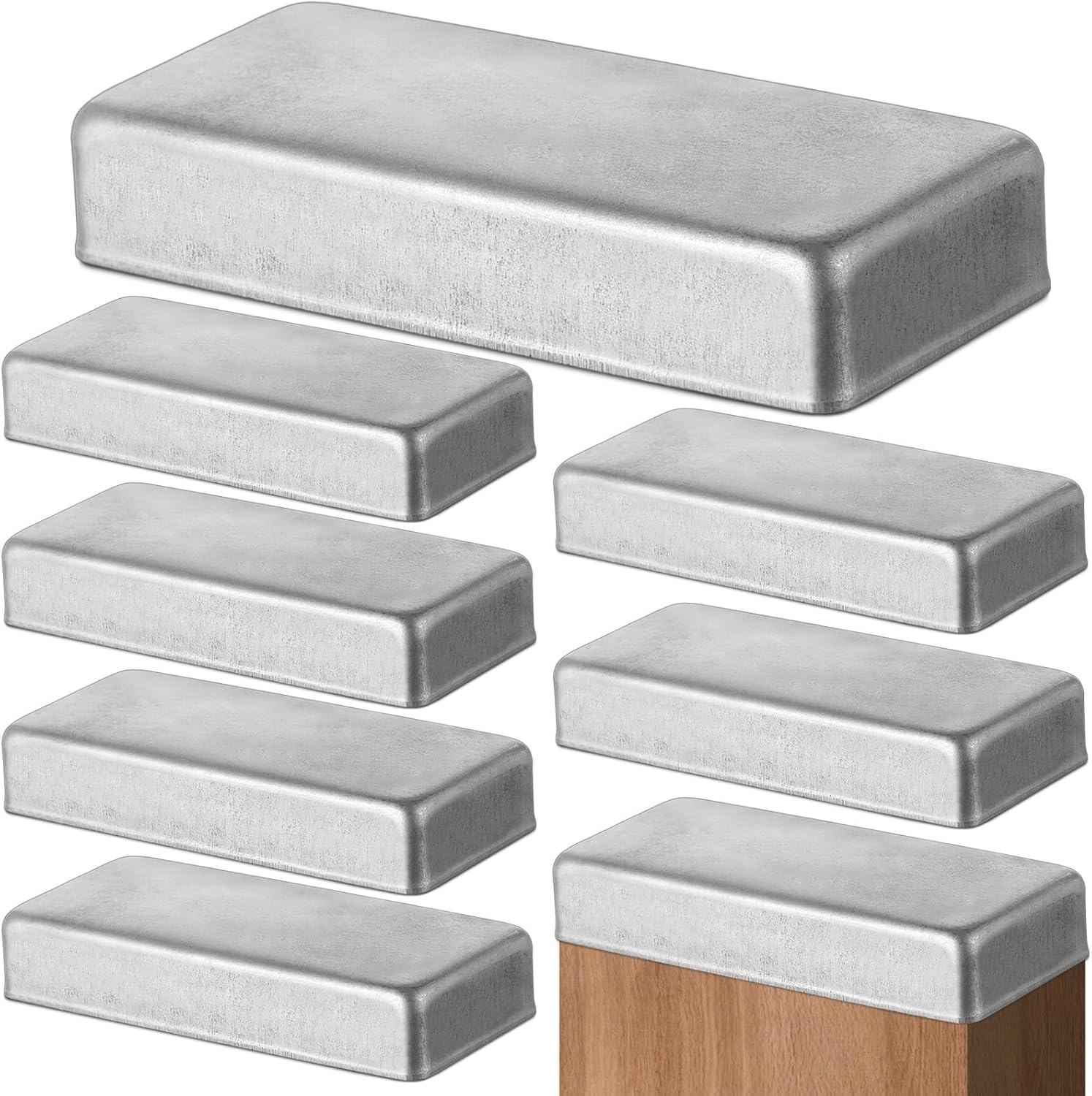 8 Pcs 2 x 4 Inches Galvanized Fence Post Caps for True 1-1/2