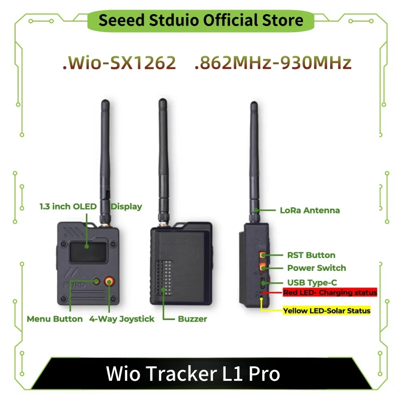 Wio Tracker L1 Pro Lora Meshtastic Node 868MHz 1.3inch OLED Display Battery 862–930 MHz nRF52840 L76K GPS,3D-Printed Enclosure