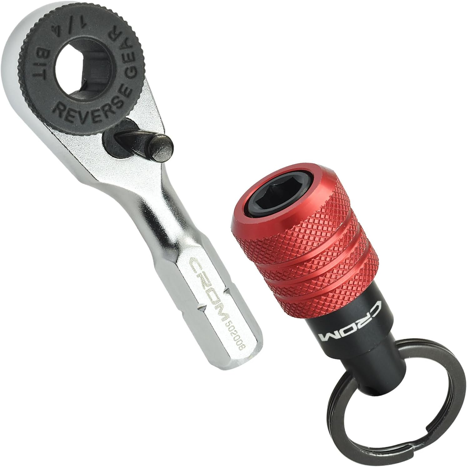 EDC Mini Ratchet Wrench – 1/4-Inch Hex End Multitool Accessory with Bit Holder, Compatible with Other 1/4” Drivers (Ratchet W/Bit Holder)