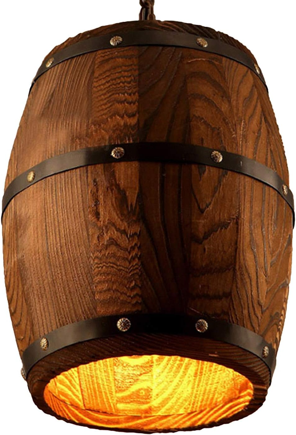 Newrays Antique Wood Wine Barrel Pendant Lamp Hanging Rustic Unique Kitchen Bar Ceiling Lamp Light Fixtures (S)