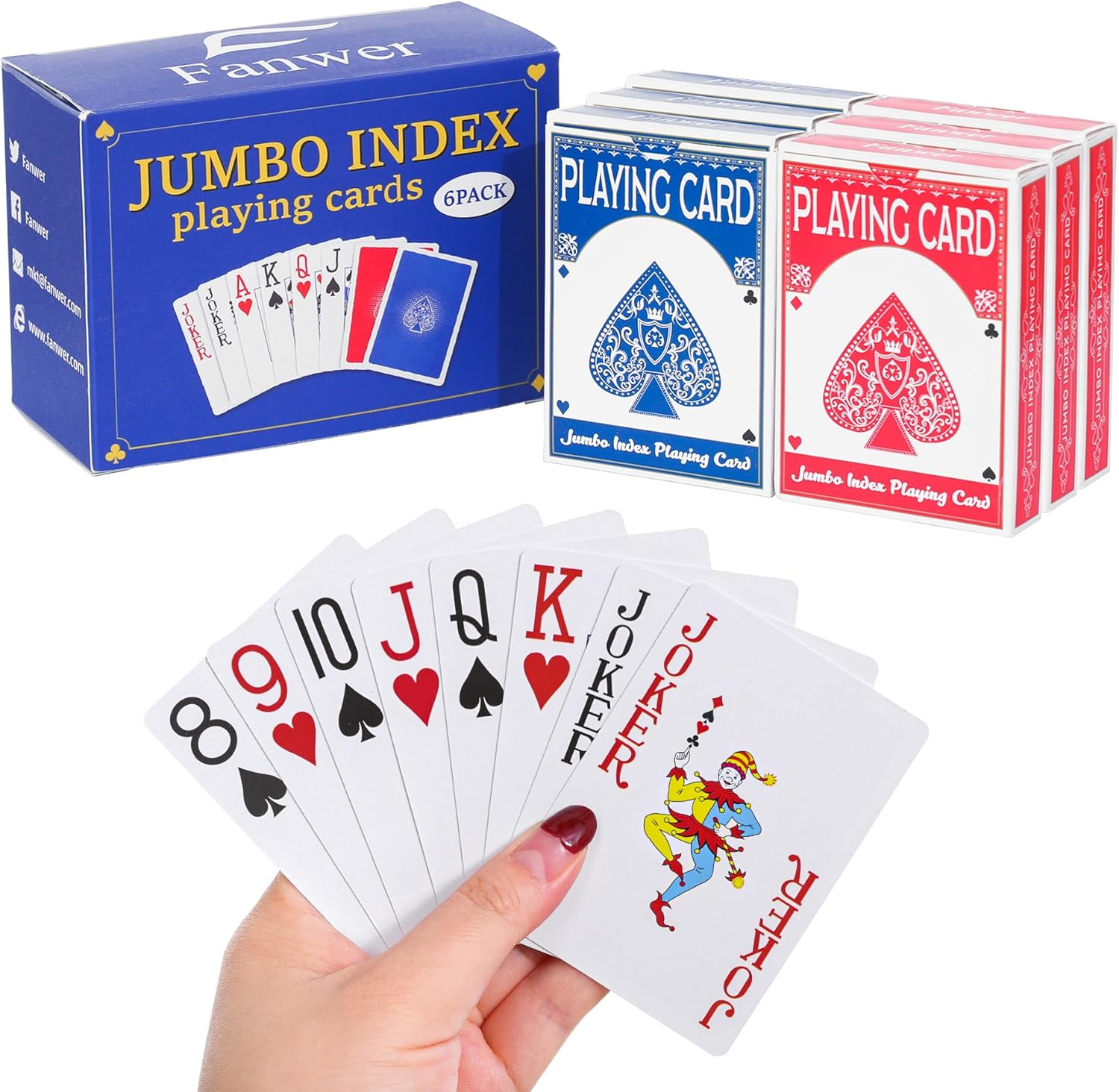 Paquete de 6 cartas con letra grande baraja para personas mayores Vision Danada