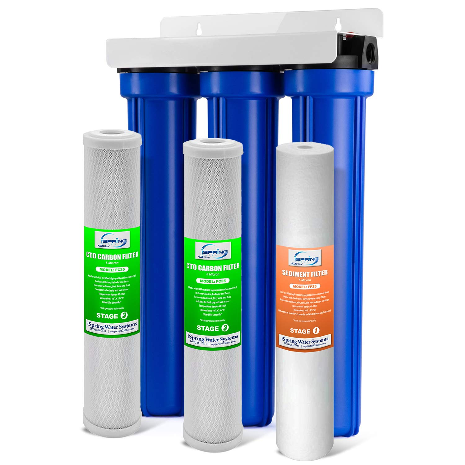 Whole House Water Filter System, Highly Reduces up to 99% Chlorine, Sediment, Taste, Odor, 3-Stage Whole House Water Filtration System, Model: WCB32O, 3/4