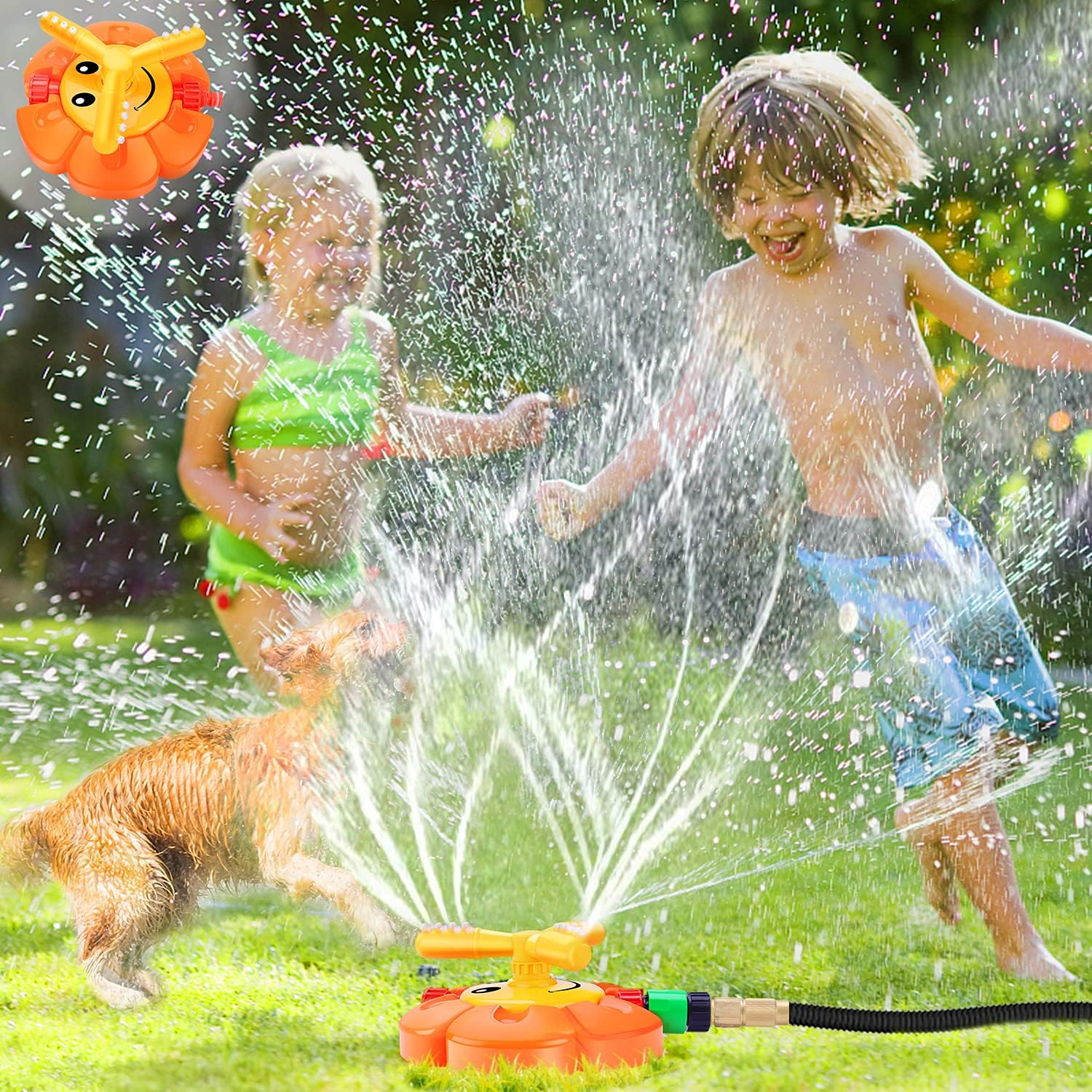 Water Sprinkler For Kids Toddlers Sprinklers With Roating Spray Nozzles Attaches