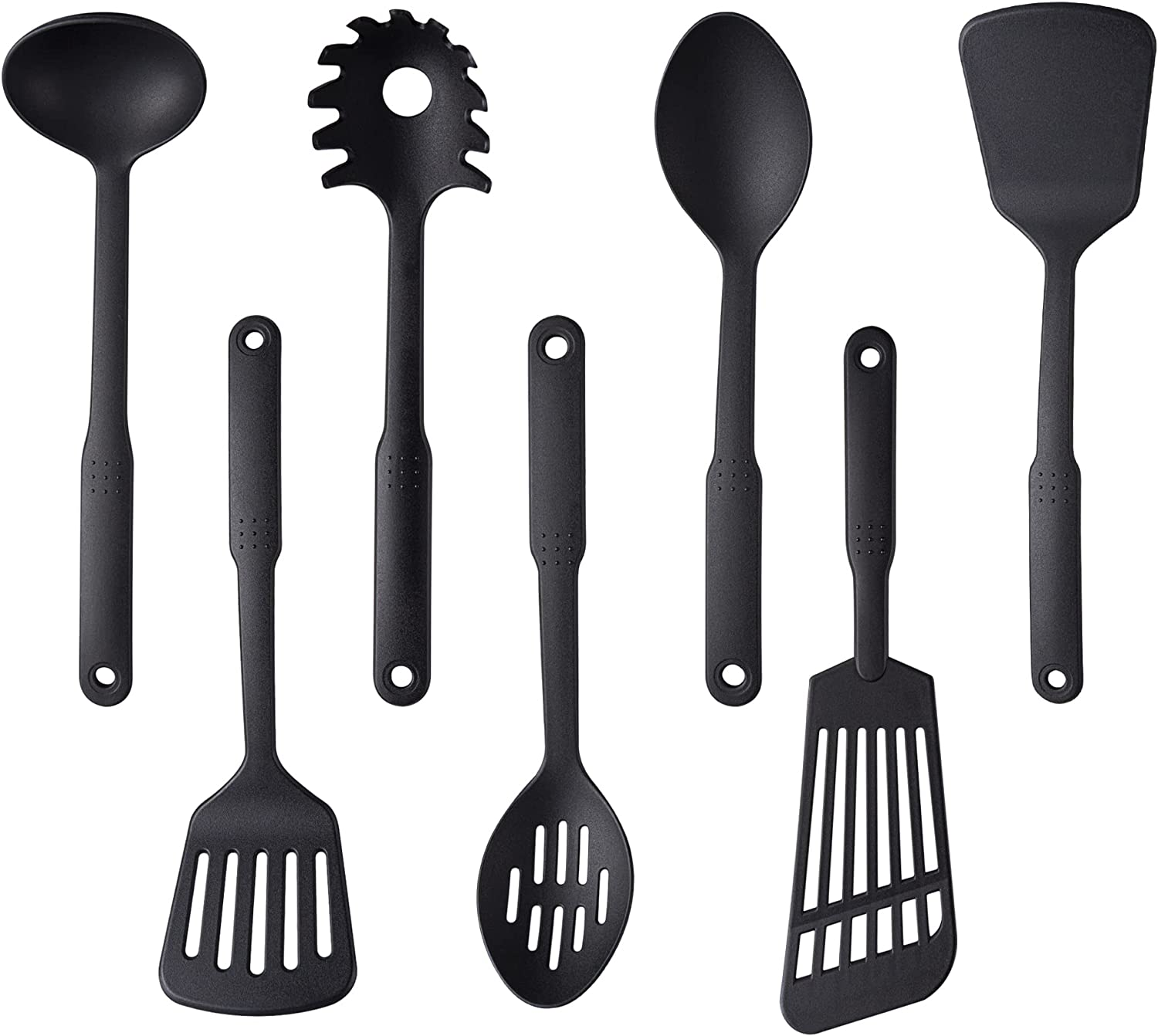 Kitchen Utensils Set, 7PCS Cooking Utensils Set 410F° Heat Resistant & Non-Stick Food Nylon Kitchen Gadgets Accessories for Cookware, BPA Free Kitchen Tools Gift (Black)