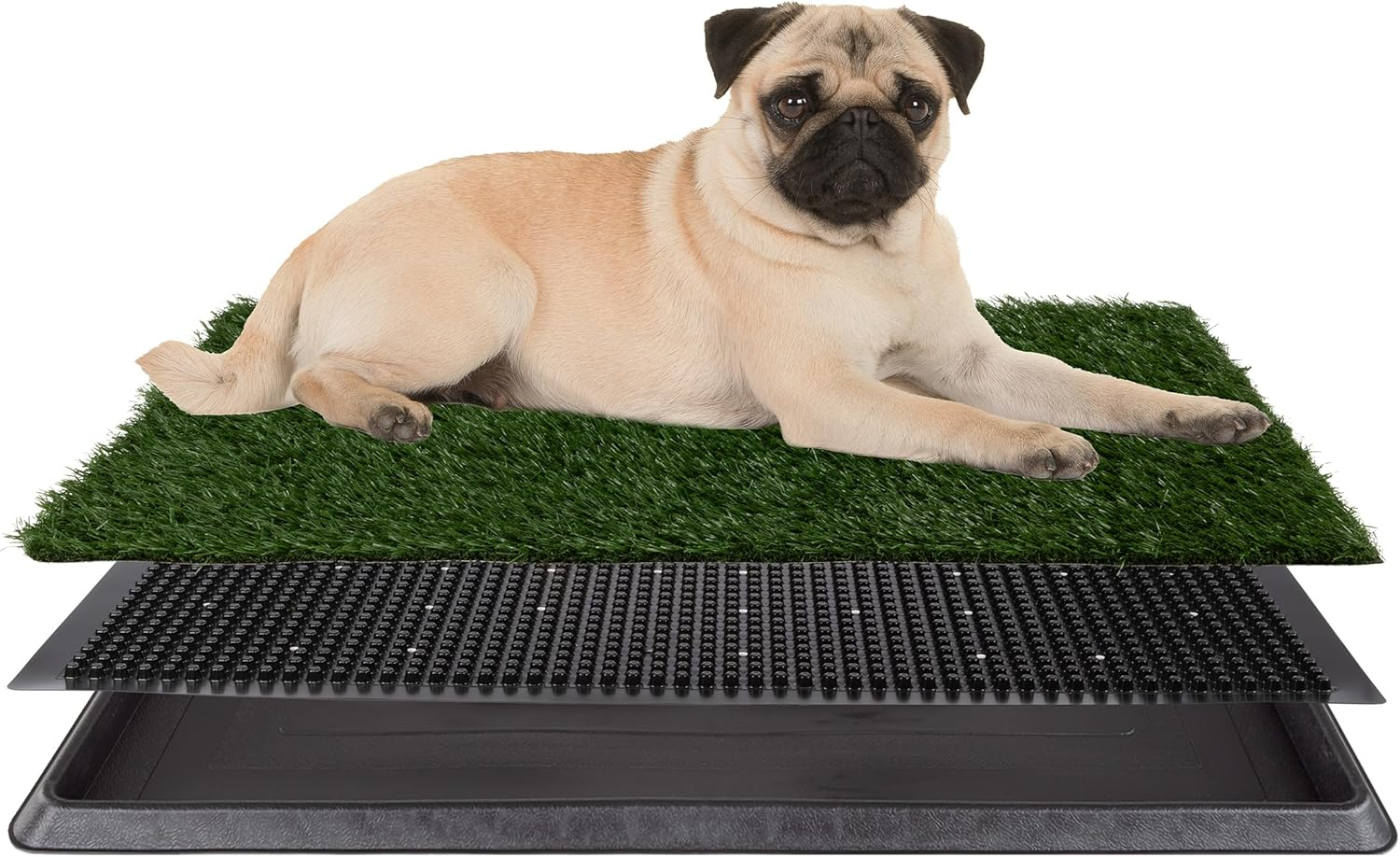 Artificial Grass Puppy Pee Pad for Dogs and Small Pets - 16X20 Reusable 3-Layer Training Potty Pad with Tray - Dog Housebreaking Supplies by