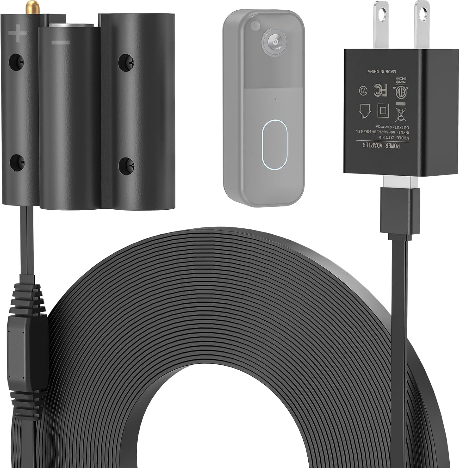 Power Cable with Adapter for Blink Video Doorbell-2Nd Gen (2025 Release), Doorbell Transformer with 16.4Ft/5M Weatherproof Charging Cord for Blink Video Doorbell, Replace Battery