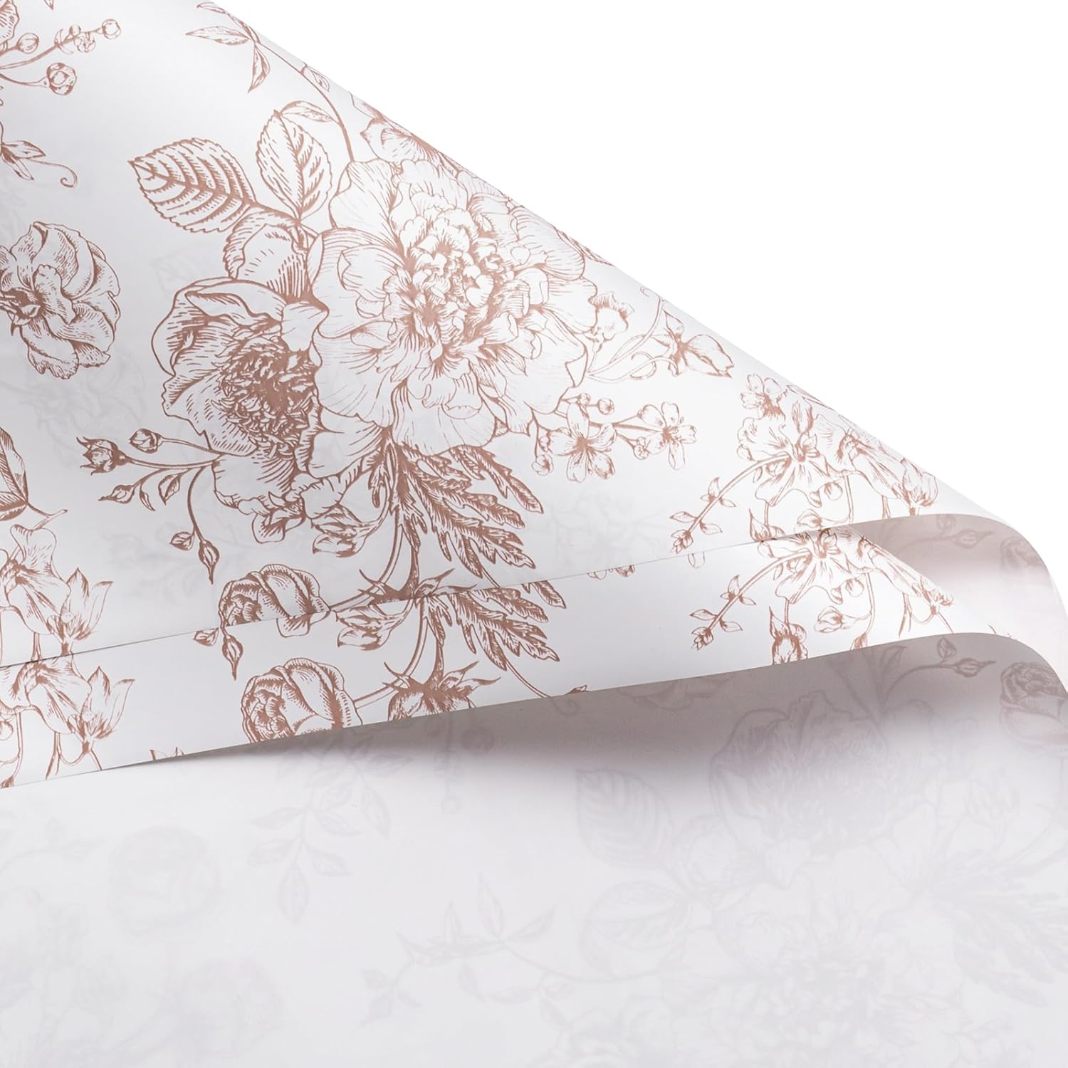 20 Sheets Flower Wrapping Paper - 22.4 x 22.4 inch Coffee Vintage Floral Printed Water-Resistant Floral Bouquet Wrapping Paper, Florist Supplies Packaging for Wedding Birthday Gift DIY