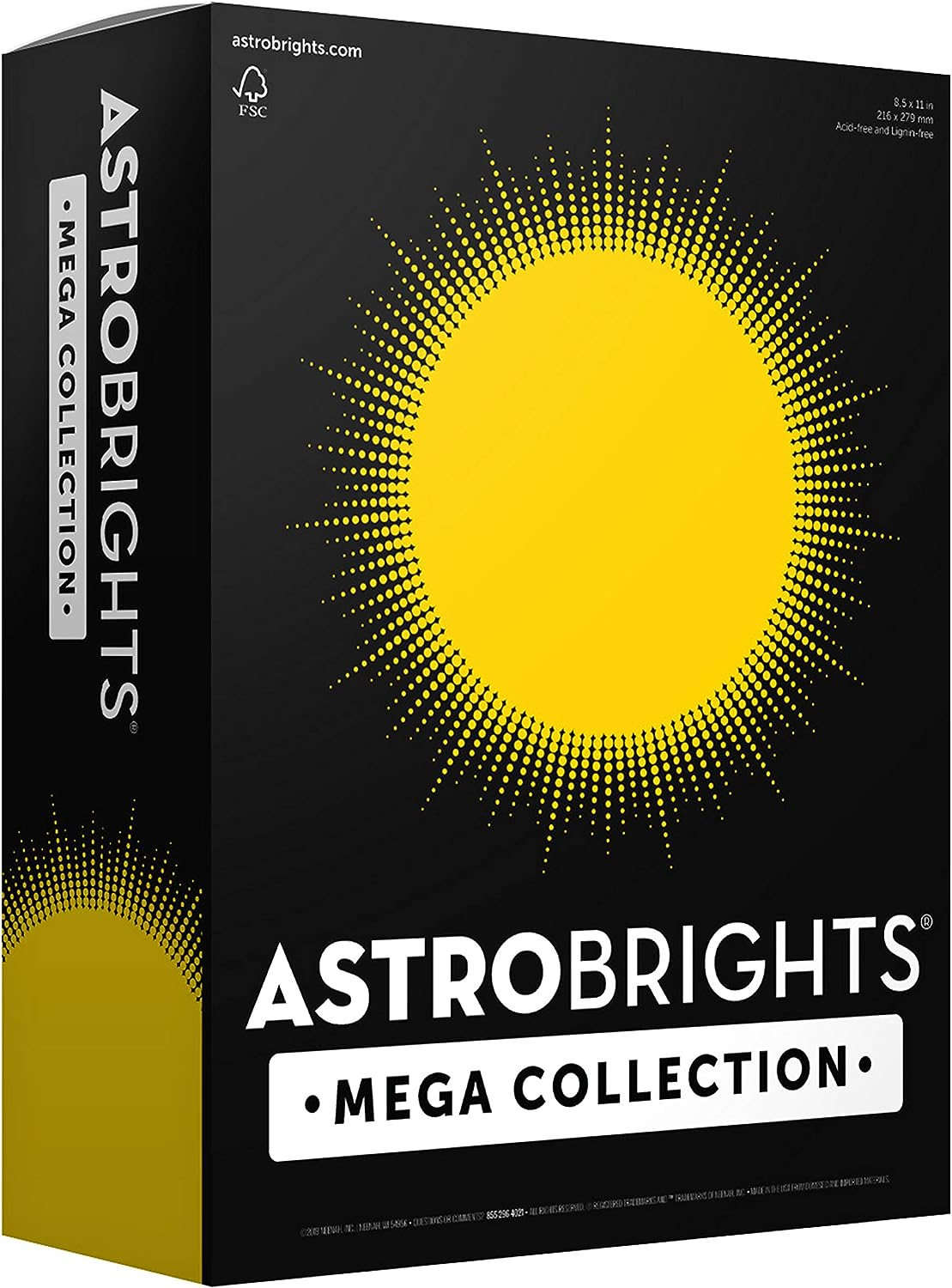 Mega Collection, Colored Cardstock, Bright Yellow, 320 Sheets, 65 Lb/176 Gsm, 8.5