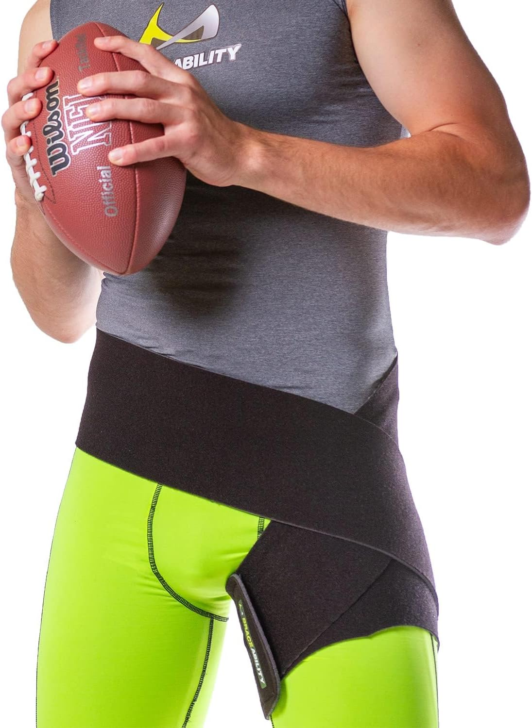 Hip Support Groin Brace - Hamstring Compression Wrap for Sciatica Pain Relief, Labral Tear, Thigh, Groin Pull - Sciatica Hip Brace for Men or Women (One Size)