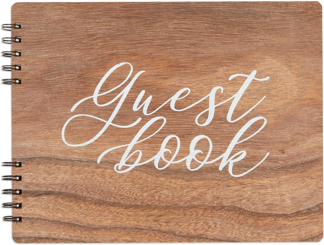 Rustic Wooden Guest Book for Party - 112 Pages, 11.25 X 8.75 in Brown Wood Cover - Wedding & Baby Shower Guest Book Sign In