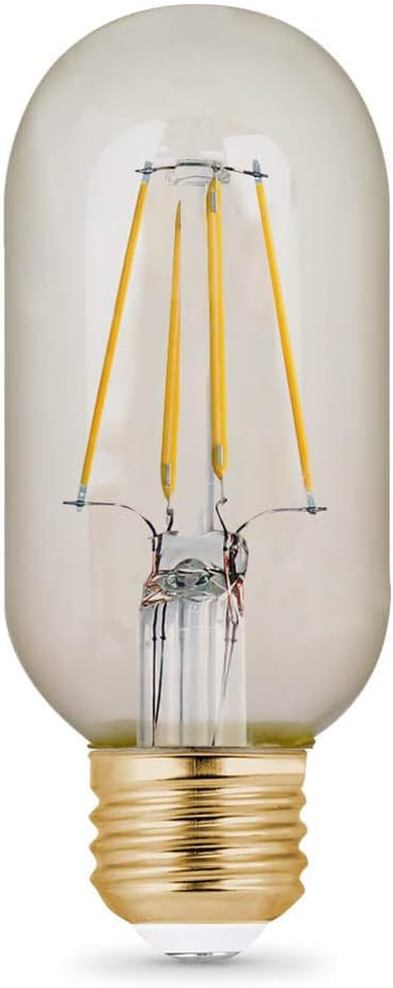 Vintage Exposed Filament Amber Glass LED T14 with a Medium E26 Base Light Bulb - 40W Equivalent - 10 Year Life - 300 Lumen - 2100K Soft White - Dimmable | Original Vintage