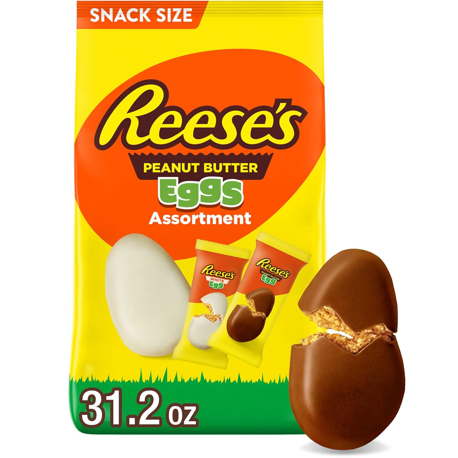 REESE'S Assorted Flavored Snack Size Peanut Butter Eggs, Easter Candy Bag, 31.2 Oz