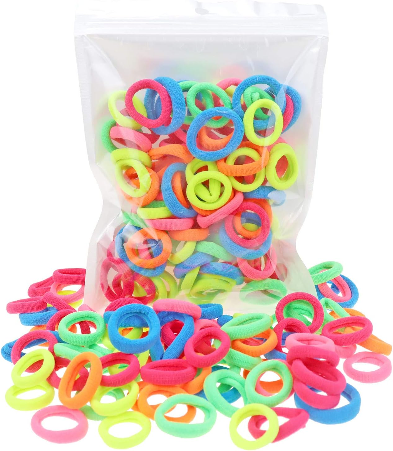 100 Pack Pink Color Nylon Elastics Hair Bands for Baby Girls' Small Hair Ropes - Picture 13 of 16