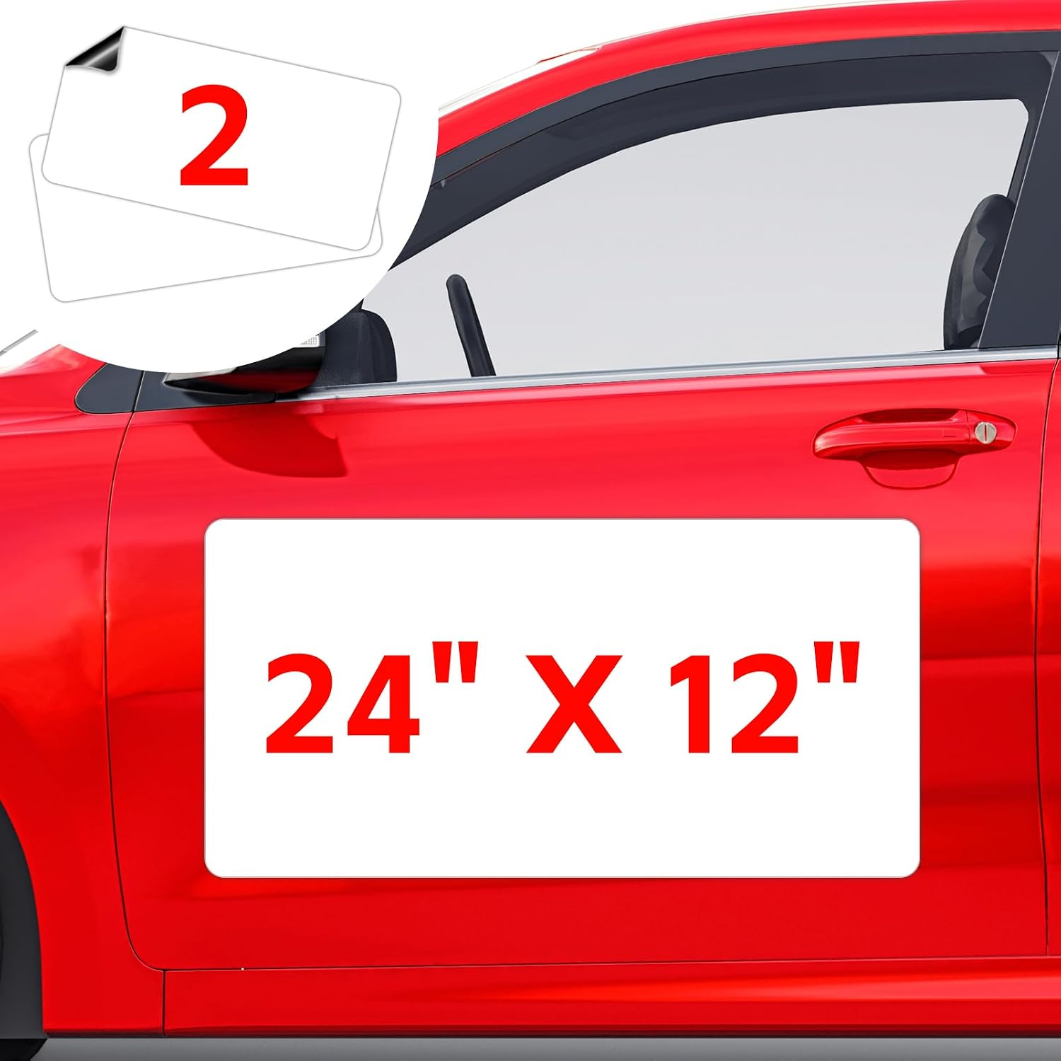 2 Pack Blank Car Magnets, 24" X 12" Car Door Magnets Signs | Rounded Corners Magnetic Vehicle Sign for Car to Advertise Business and Cover Company Logo, Prevent Car Scratches & Dents