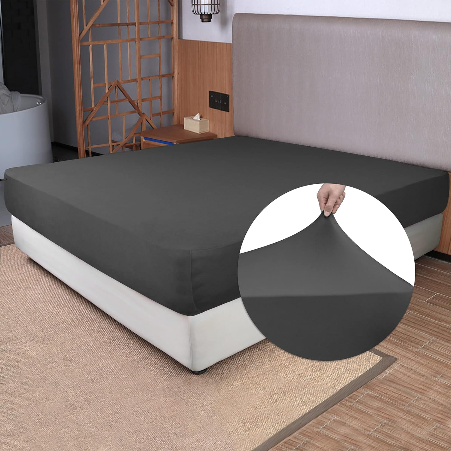 Stretch King Size Fitted Sheet Only 4-Way Stretchy Jersey Knit Cozy T-Shirt Soft