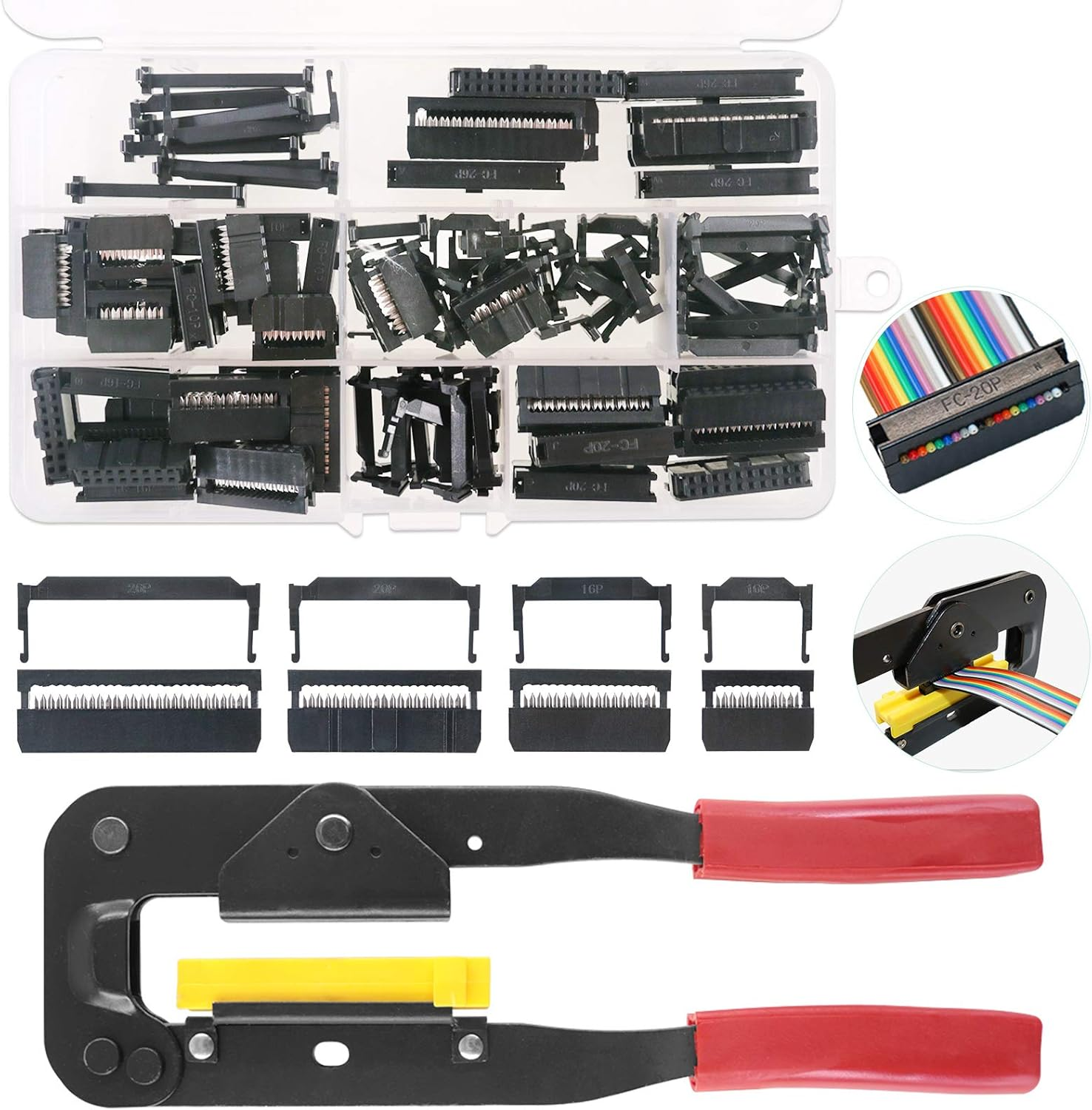 Keadic 49 Pieces FC-10 16 20 26 Pin Female Header IDC Cable Connector 2.54Mm