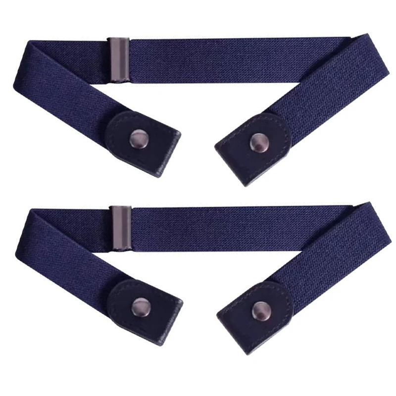 2Pcs Set No Buckle Elastic Belt for Women Men Unisex Stretch Belt for Pants Jeans Casual Buckle Free Adjustable Invisible Belts