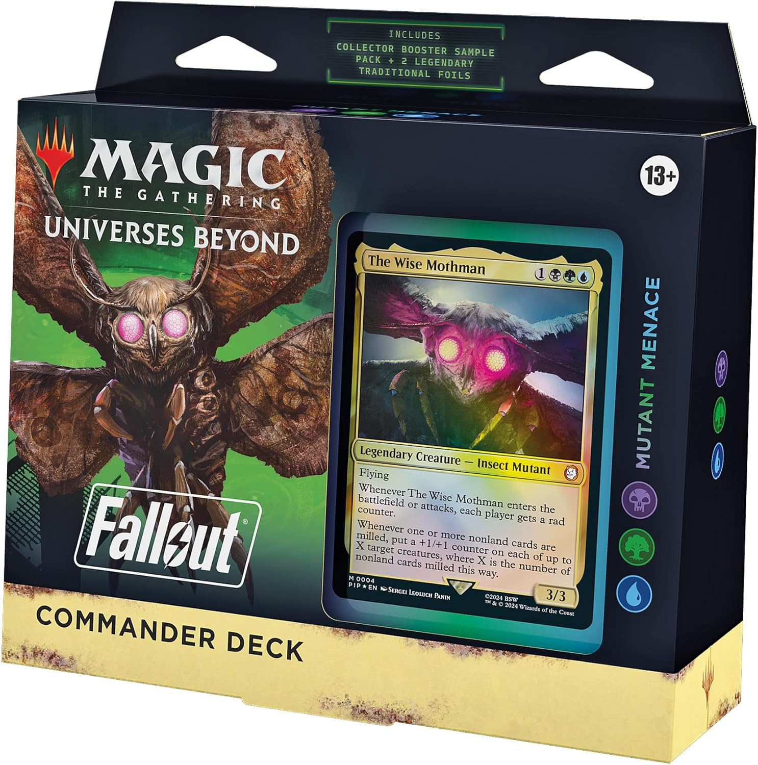 Magic: the Gathering Fallout Commander Deck – Mutant Menace (100-Card Deck, 2-Card Collector Booster Sample Pack + Accessories)