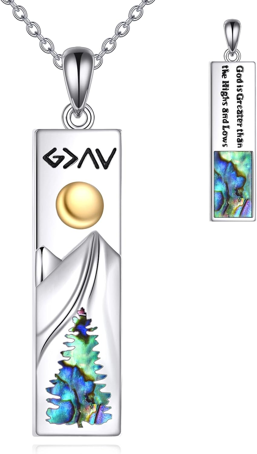 God Is Greater than the Highs and Lows Mountain Necklace S925 Sterling Silver Highs and Lows Necklace Christian Faith Jewellery Gifts for Women
