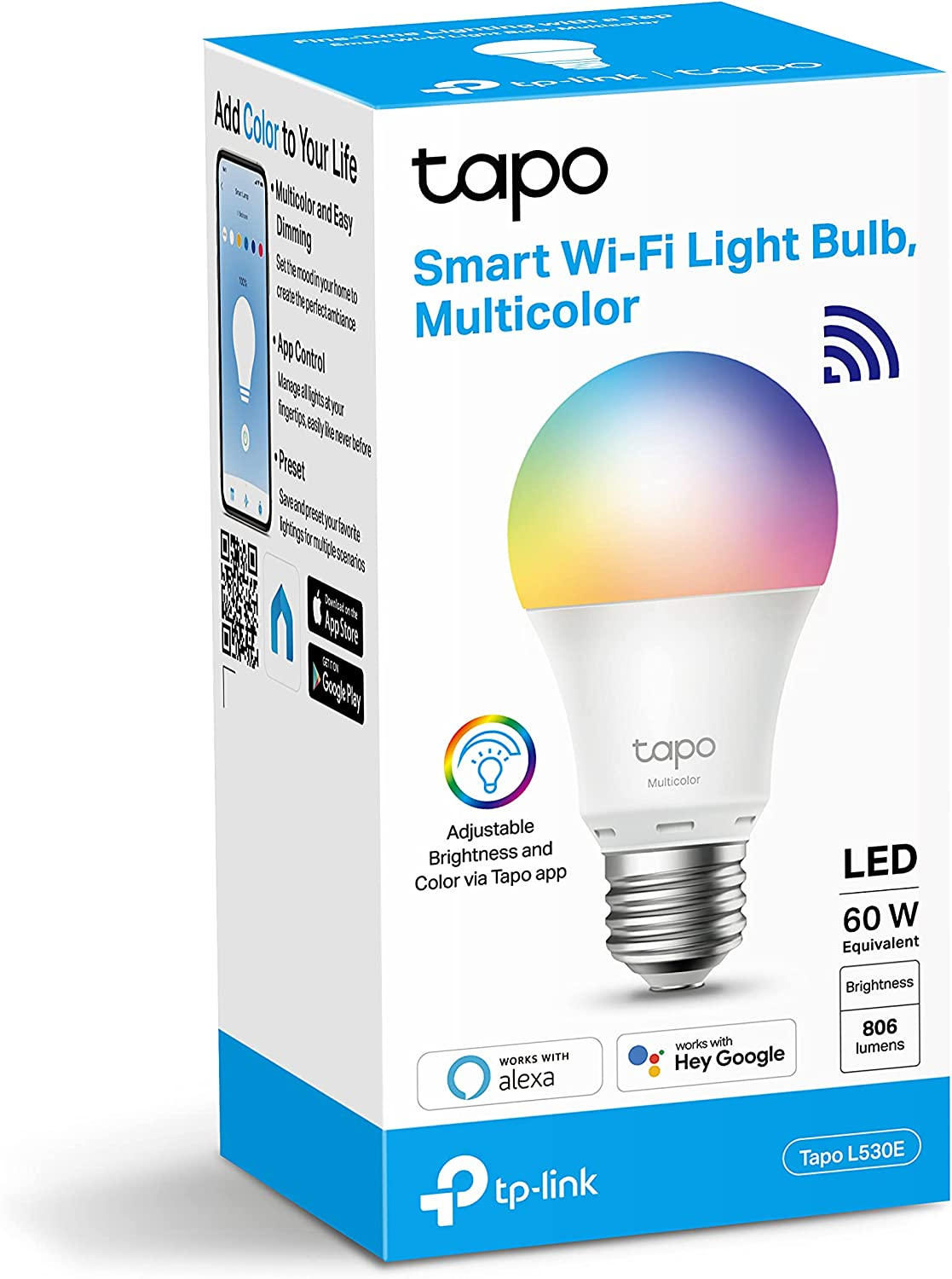 TP-Link Tapo Smart Wi-Fi Light Bulb, Multicolour, E27, 60W Equivalent, Preset... - Picture 10 of 14