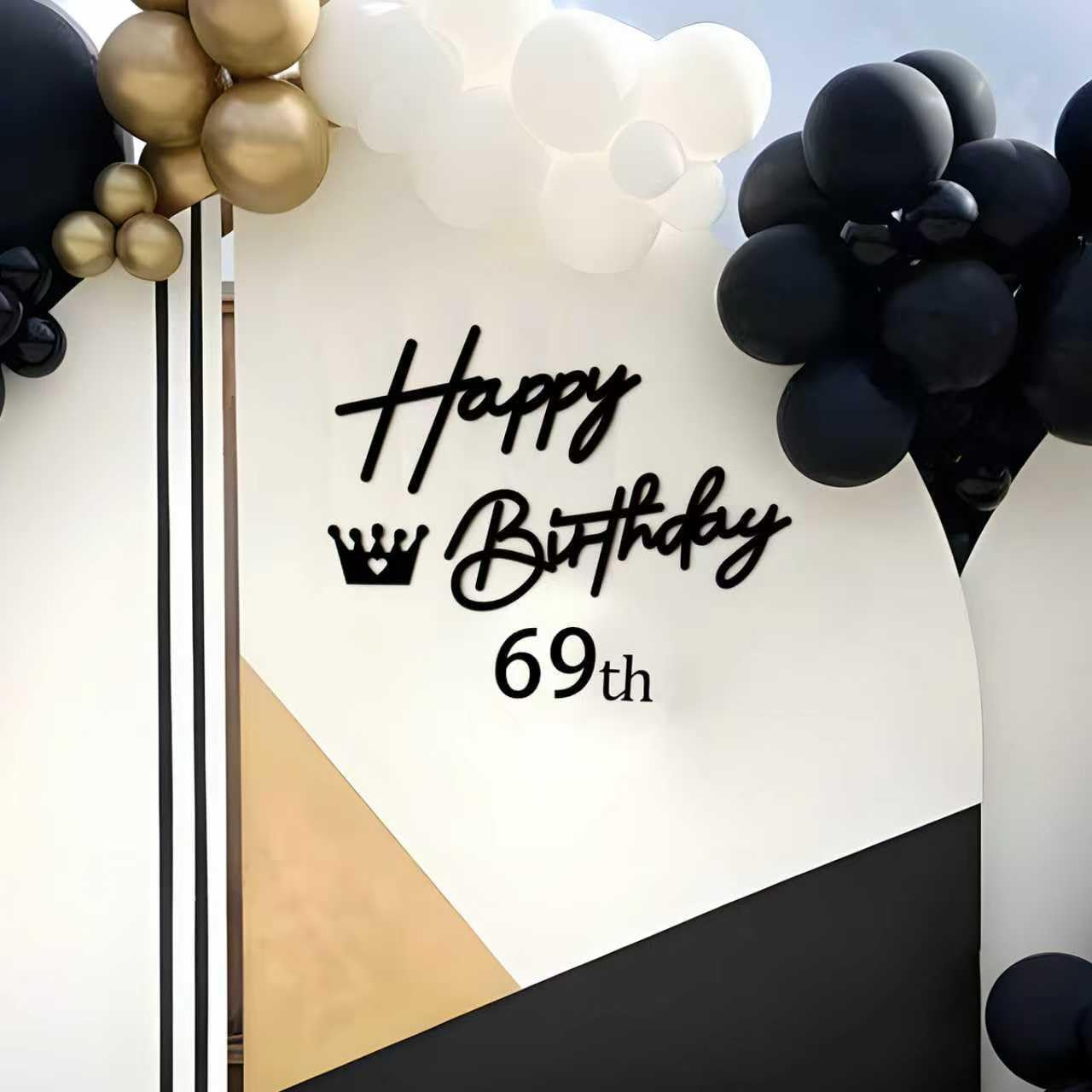 Elegant Black Birthday Sign with Glitter Letters & Custom Age Numbers Set