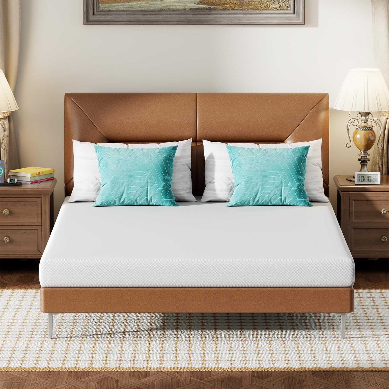 6 Inch Queen Mattress, Medium Firm Base Foam, Breathable & Comfortable with Removable Washable Zipper Cover, Bed in a Box, Certipur-Us Certified, White