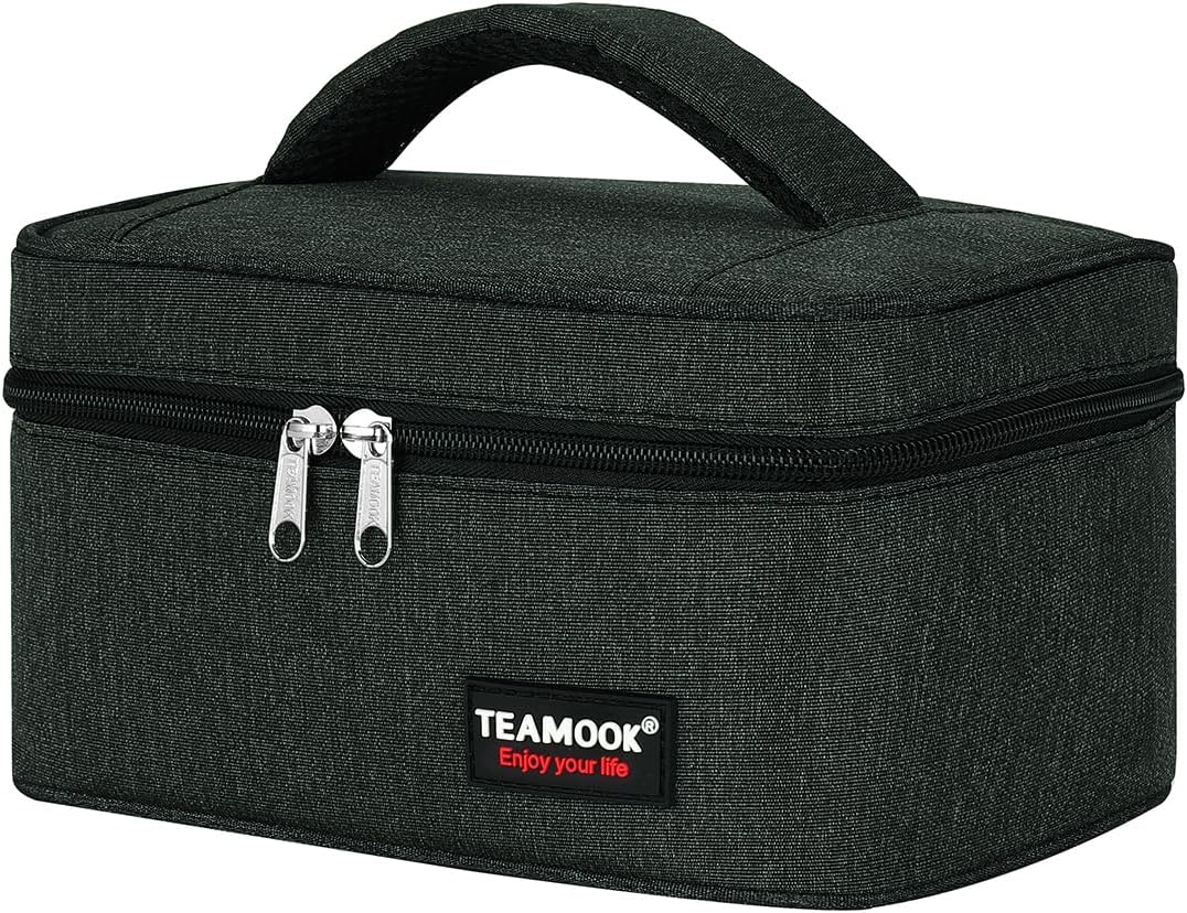 Small Lunch Bag Mini Lunch Box Insulated Portable for Adults Men Women Work with Handle Black