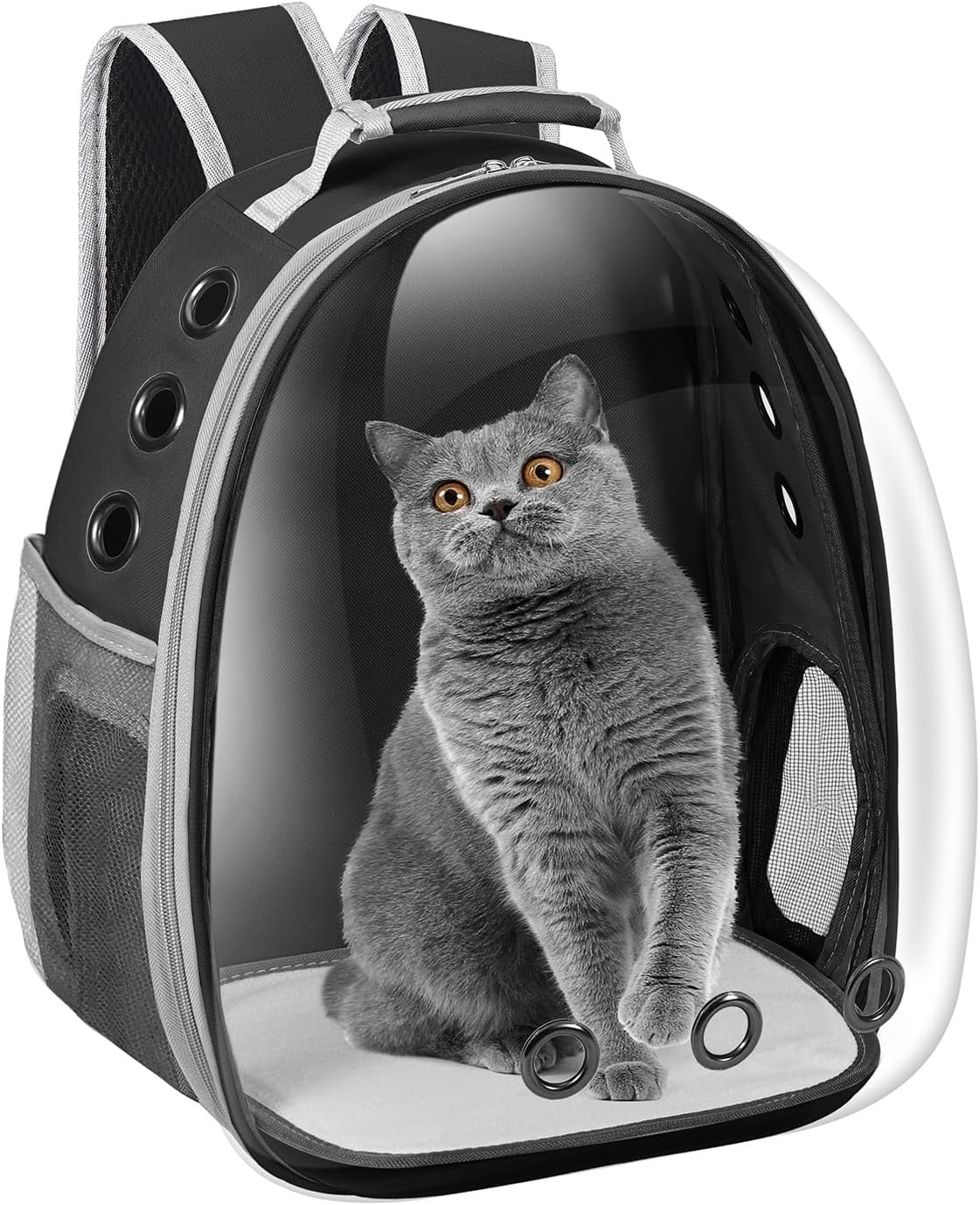 Cat Carrier Backpack, Pet Carrier Backpack Front Pack for Small Medium Cat Puppy Dog Carrier Backpack Bag Space Capsule, Pet Carrier for Travel Hiking Walking Camping (Black)