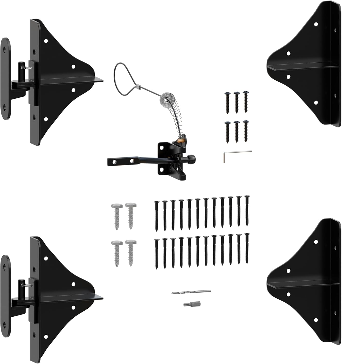 Anti Sag Gate Frame Kit Hardware, 90 Degree Right Angle Gate Hinges, Gate Fence Kit with Gate Latch for Wooden Fence, Driveway Gates, Corral Gates, Wood Windows