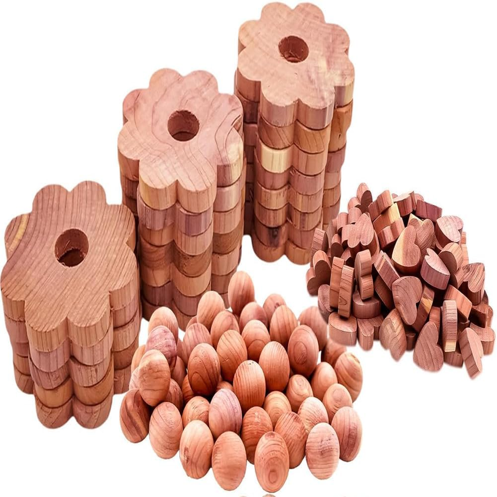 Cedar Wood Blocks, 60 Pieces with 2 Sandpaper, Natural Aromatic Cedarwood Moth Protection for Wardrobes and Closets