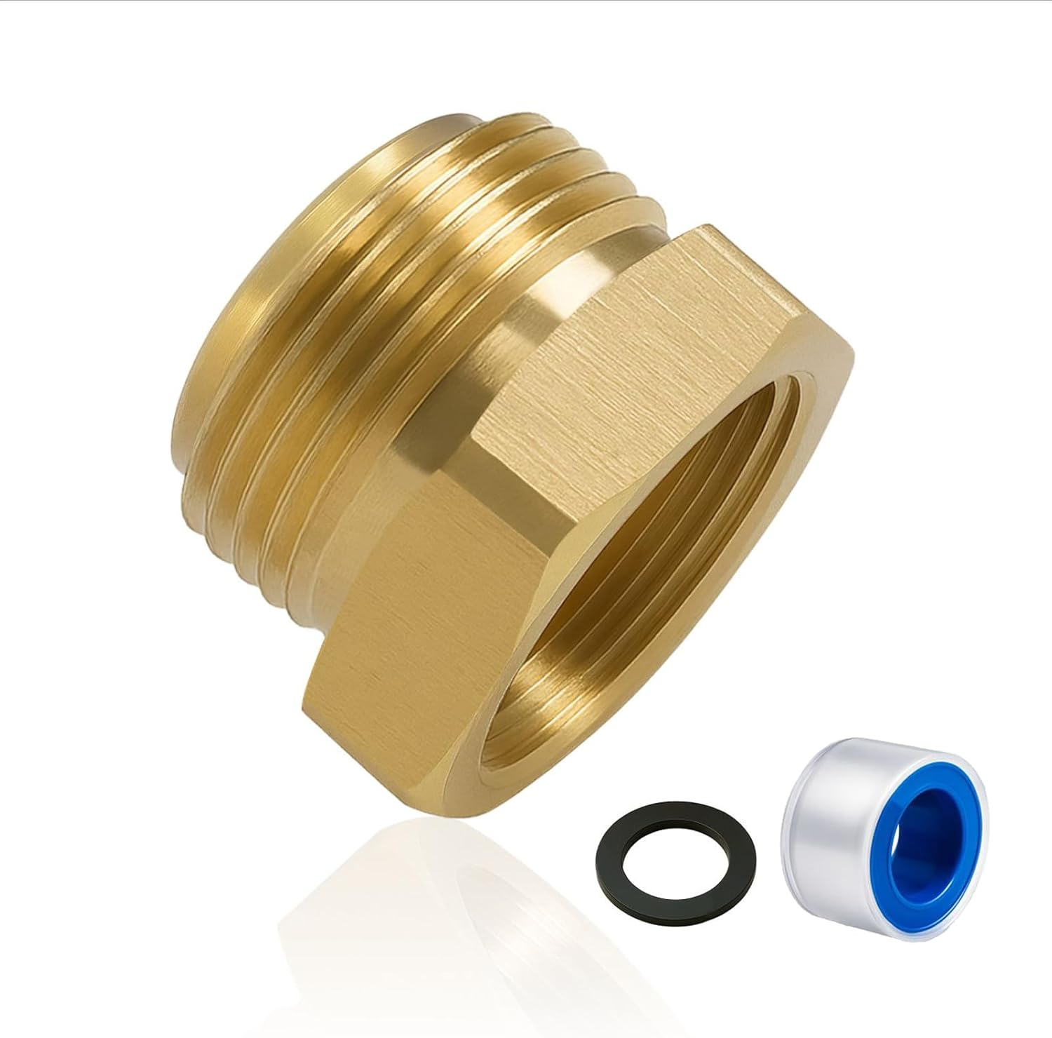 Shower Hose Adapter, Garden Hose Adapter, Shower Head Hose Adapter, Brass Garden Hose Fitting G1/2 Female to GHT 3/4 Male Adapter, No-Leak Design with Washer and PTFE Tape